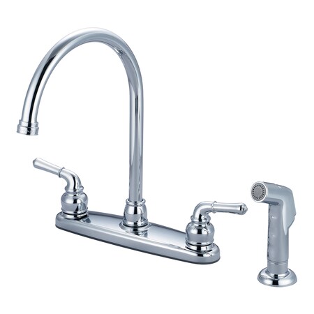 Olympia Faucets Two Handle Kitchen Faucet, NPSM, Standard, Polished Chrome, Number of Holes: 4 Hole K-5342